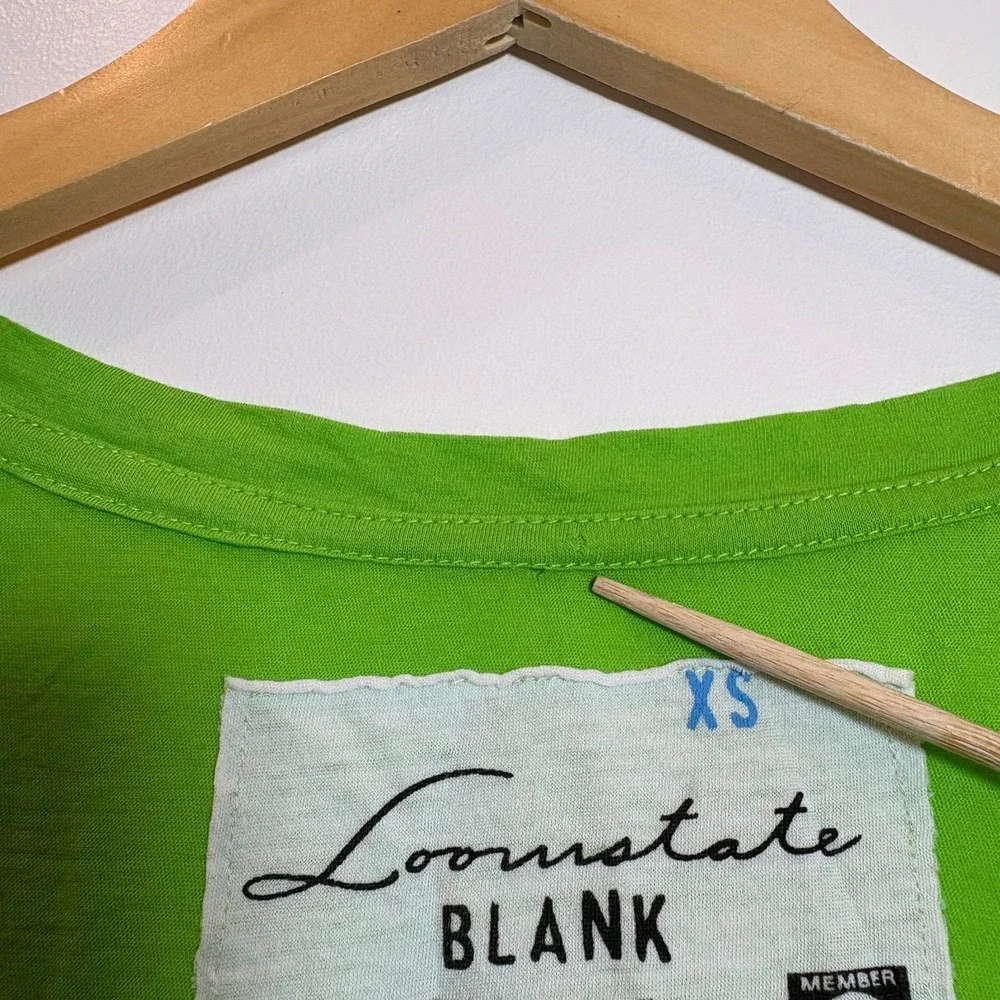 Loomstate Blank Womens XS Lime Green Organic Cotton V-Neck Short Sleeve T-Shirt‎